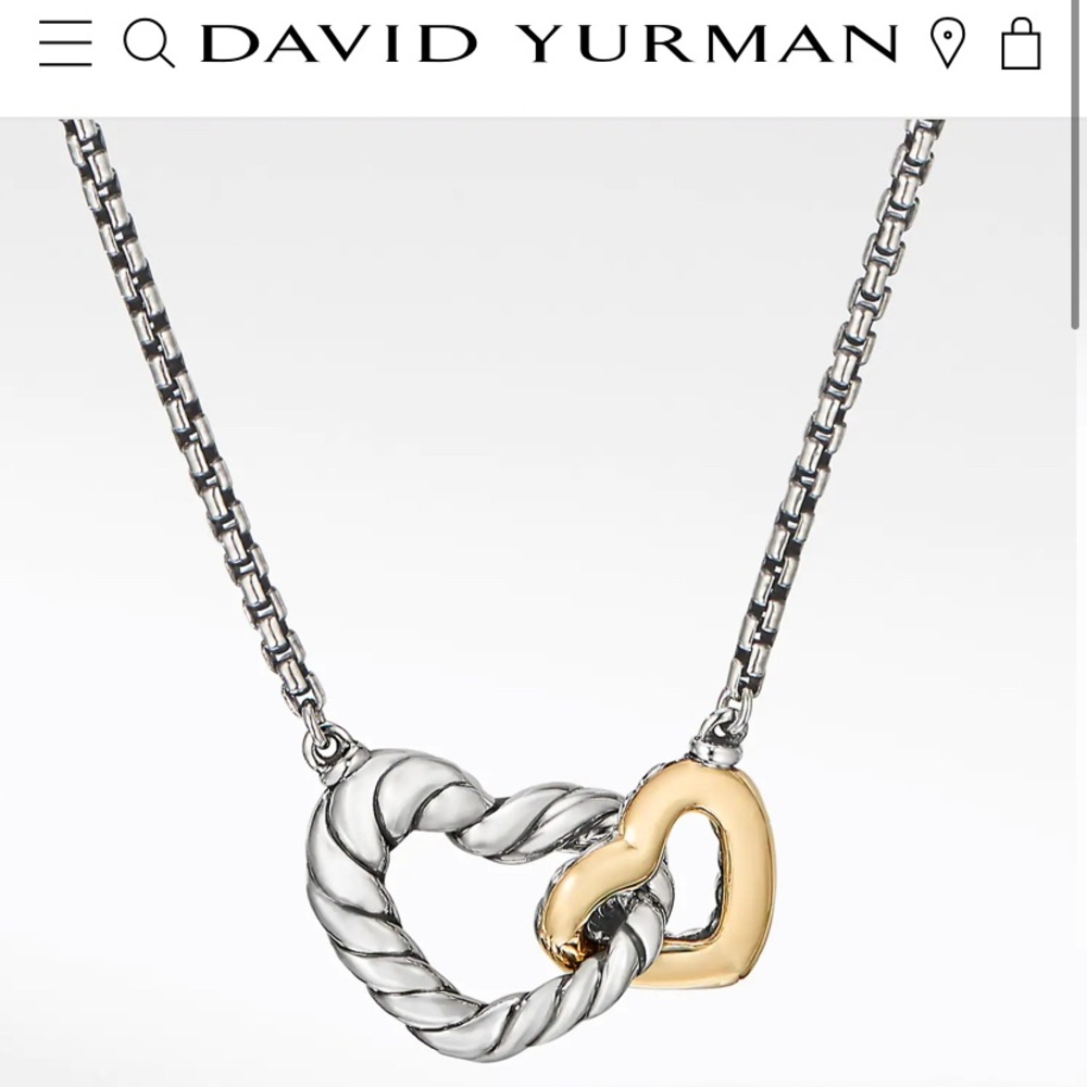 Double Heart Necklace with 18K Yellow Gold